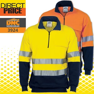 DNC HiVis Two Tone 1/2 Zip Cotton Fleecy Windcheater with 3M R/Tape,3925 - Picture 1 of 4