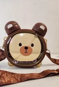 Water Bottle with Straw & Shoulder straps 750ml Bear Any age. color brown - Picture 1 of 17