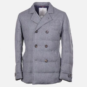 Brunello Cucinelli Slim-Fit Down Quilted Wool-Silk-Cashmere Peacoat M NWT Coat - Picture 1 of 14
