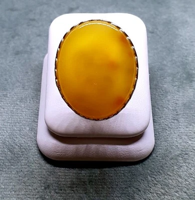 Baltic Amber Ring-925 Sterling Silver-Milky Amber-O UK Size-7 1/2 US Size - Image 1 of 4