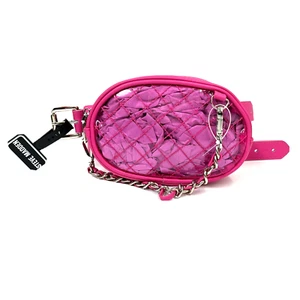 Steve Madden  Womens Juniors SwagChain Clear Belt Bag  Pink/Silver Large 38" $52 - Picture 1 of 8