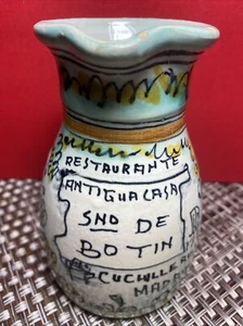 SANTA FE PUENTE RESTAURANTE MADRID SPAIN VINTAGE MAJOLICA ART POTTERY PITCHER - Picture 1 of 5