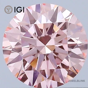 IGI Certified 0.60 Carat VS2 Fancy Intense Pink Round Cut CVD Lab Grown Diamond - Picture 1 of 18