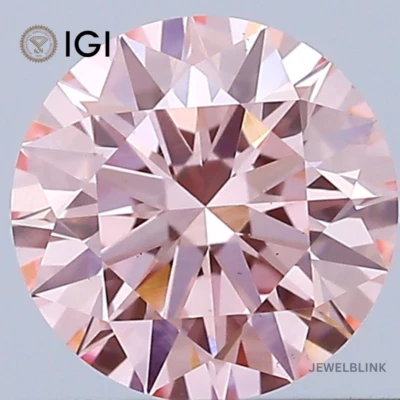 IGI Certified 0.60 Carat VS2 Fancy Intense Pink Round Cut CVD Lab Grown Diamond - Image 1 of 4