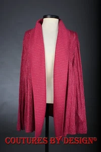 St John Knits Pointelle Sweater Wrap Dark Metallic Magenta Sz EX-Lg NWT $995 - Bild 1 von 2