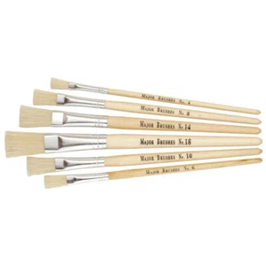Major Brushes Short Handle Flat Hog Brushes - Pack of 6 - Picture 1 of 1