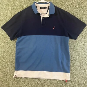Nautica Polos Herren Extra Large Blau Mesh Colorblock Gestreift 90er Street Prepster - Bild 1 von 7