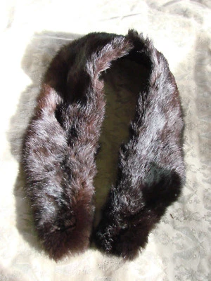 Vintage 60s Fur Collar Black Brown Satin Lined VGC - Image 1 of 3