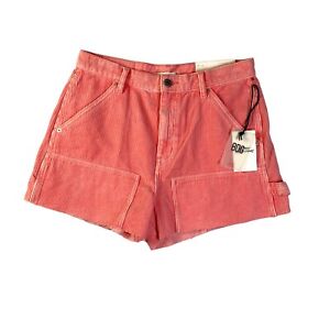 Urban Outfitters BDG Pink Wide Corduroy Cut Off Carpenter Shorts NWT Size 29