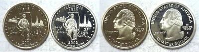 2003-S Illinois Statehood Quarter Silver & Clad Proofs 2 Coin Set - Image 1 of 3