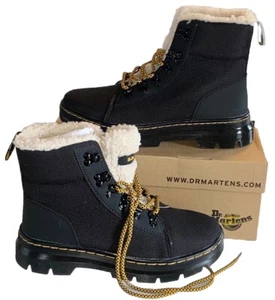 Dr. Martens Combs Lace Up Combat Boots Canvas Black Woman’s Size 9 - Picture 1 of 6