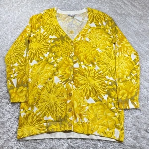 Isaac Mizrahi Live Cardigan Grande Giallo Stampa Floreale Cottagecore Boho Brunch - Foto 1 di 9