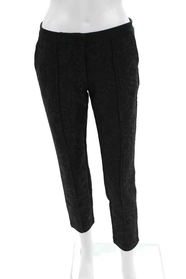 Juicy Couture Womens Lace High Rise Slim Leg Creased Dress Pants Black Size 4 - Image 1 of 4