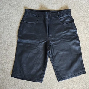 Jamin Leather Genuine Leather Shorts Mens 40 Black Biker Motorcycle  - Picture 1 of 12