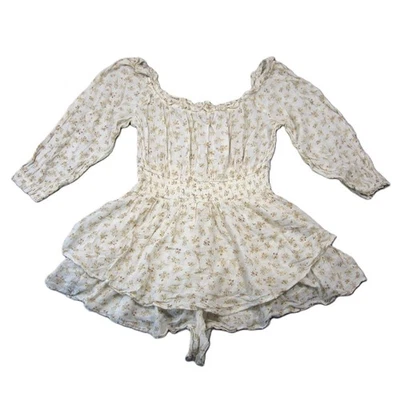Mini mameluco American Eagle para mujer L crema floral fuera del hombro boho cottagecore Foto 1 de 4