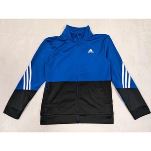 Adidas Youth Size Large 14-16 Track Jacket Blue Black Full Zip - Picture 1 of 9