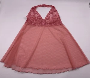 Victoria's Secret Women's Medium Salmon Pink Sheer Lacey Halter Top Lingerie - Picture 1 of 9