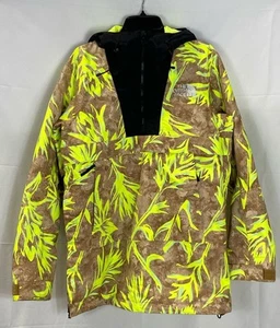 The North Face Mens Yellow Brown Leaf Print Hooded Outerwear Jacket Size Small - Picture 1 of 6