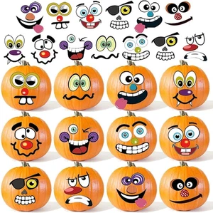 36 Pack Halloween Pumpkin Decorating Stickers Mini Make 36 Small Pumpkin Face St - Picture 1 of 12