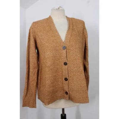 Cárdigan Suéter J. Jill M Marrón Tejido Mezcla Algodón Cuello en V Botón Delantero Todos los Días Foto 1 de 4
