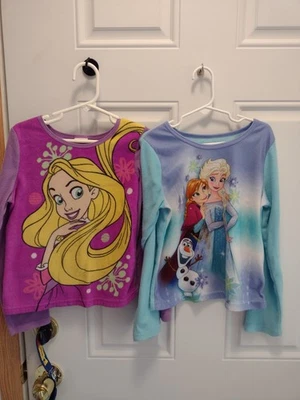 RAPUNZEL & FROZEN FROM DISNEY GIRLS FLEECE TOPS, SZ 8, LONG SLEEVE, PRE-OWNED - Image 1 of 4