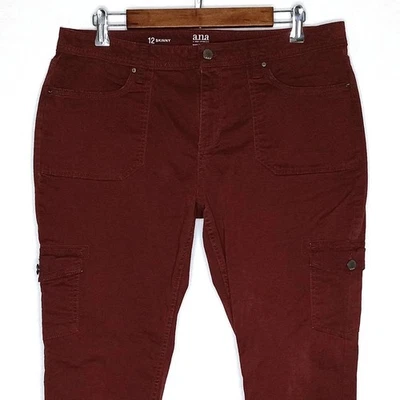 ana женские узкие брюки карго размер 12 эластичные твердые деревенские красные средний подъем необработанный подол - Изображение 1 из 4