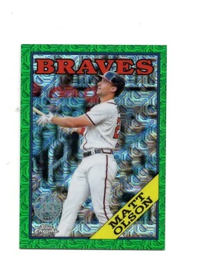 2023 Topps Series 1 Matt Olson 1988 Silver Pack T88C-98 Green 84/99 - Image 1 of 2
