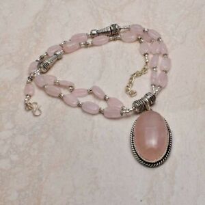 Rose Quartz Gemstone Ethnic Handmade Necklace Jewelry 64 Gms AN 46483