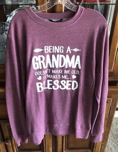 Lilicloth Sweatshirts Womens XXL 2XL Plum Crew Pullover “Being A Grandma” NWT - Picture 1 of 15