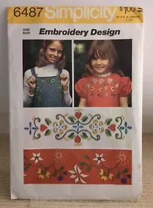 Simplicity 6487 Florals Heart Scroll Sun Heart Embroidery Design Pattern 1974 FF - Picture 1 of 3