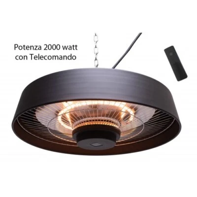 Stufa Patio Esterno Interno 2000 Infrarossi Telecomando Lampada Alogena Sospesa - Immagine 1 di 4