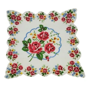 De Colección Rosas Florales Algodón Hanky Hankie Manguito Bolsillo Cuadrado Viega Borde - Imagen 1 de 10