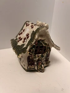 Heather Goldminc Blue Sky Clayworks christmas hollyberry tea light house-Repair - Picture 1 of 8