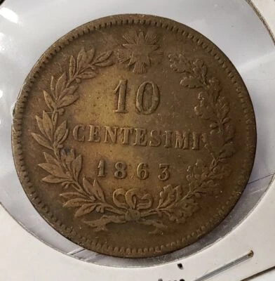 1863 Italy 10 Centesimi - SKU-F4917 - Image 1 of 2