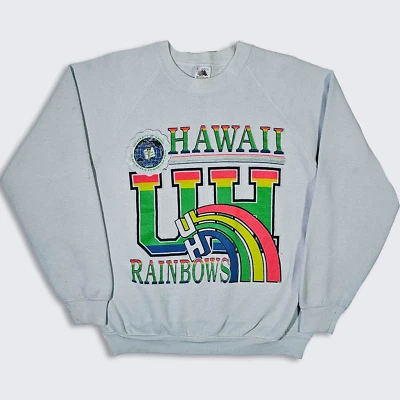 Hawaii Rainbows Warriors Vintage 90s Sweatshirt - University Light Blue Sweater - Image 1 of 4