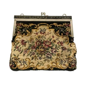 VTG Petit Point Tapestry Floral Brocade Purse Handbag 1950's No straps - Picture 1 of 7
