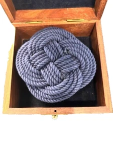 Brass inlaid anchor wooden box with 4-navy mystic knotwork coasters - Picture 1 of 5