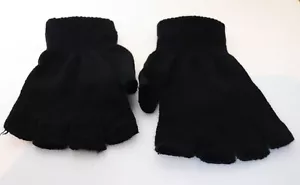 Men's Basic Fingerless Knit Winter Gloves - Picture 1 of 6