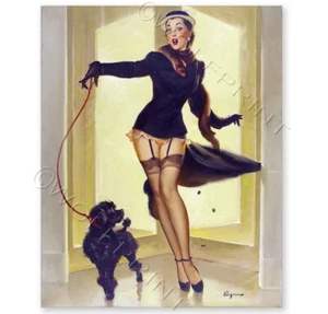 "Skirting Issue" 1952 Elvgren Pudel Hund Vintage Style Pin-Up Poster 8x10 - Bild 1 von 2