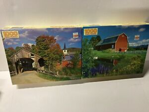 1000 Piece Jigsaw Puzzle by Golden Vintage Waterville,VT And Barn And Pond Set!