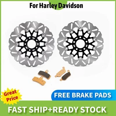 Floating Front Rear Brake Rotors Pads for Harley Dyna Street Bob FXDB 2008-2020 - Imagem 1 de 4