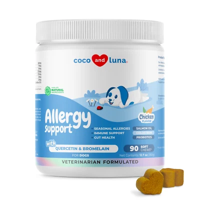 COCO AND LUNA Allergy Support for Dogs - Immune Support, Seasonal Allergies, Itch Relief