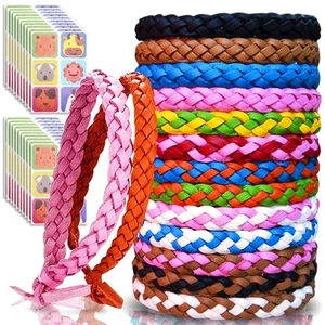15Pcs Natural Leather Repellent Bracelets with 120 Repellent Stickers qiRJH - Picture 1 of 12