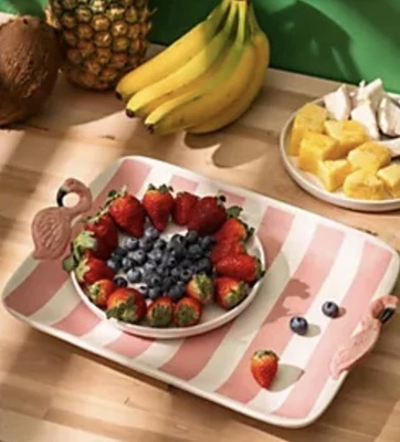 NEW Flamingo Porcelain Flamingo Serving Tray By Jill Zarin Home - Image 1 of 4