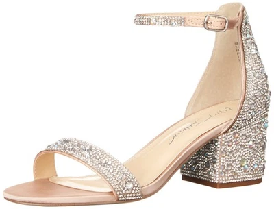 Betsey Johnson 蓝色 MARI 高跟鞋凉鞋水钻香槟女式 8 宽 — 第 1/4 张图片