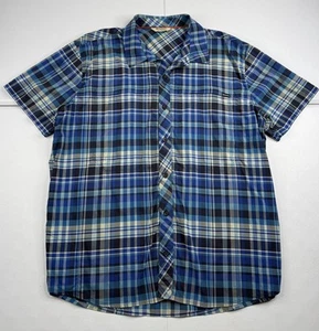 Simms Fishing Shirt Blue Plaid Stretch Lightweight Button Up Nylon Spandex XL - Picture 1 of 8