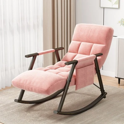 Mecedora Plegable Ajustable Sillón Terciopelo para Salón Dormitorio Patio Foto 1 de 4