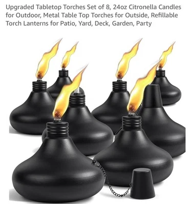 SNOGSWOG 8 Pack Metal Table Top Torches 22oz Citronella Torches for Outside - Image 1 of 4