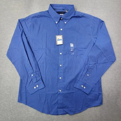 Vam Heusen Shirt Mens XL 17-17.5 Blue Striped Classic Fit Button Down NWT - Image 1 of 4