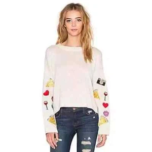 Wildfox Couture Vintage Emoji Womens Sweater in Vintage Lace XSmall Oversized - Picture 1 of 16